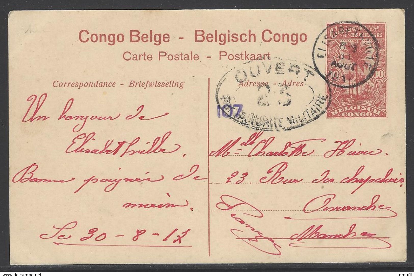 Postwaardestuk Belgisch Congo 10C Rood - Gebruikt - Congo Belge