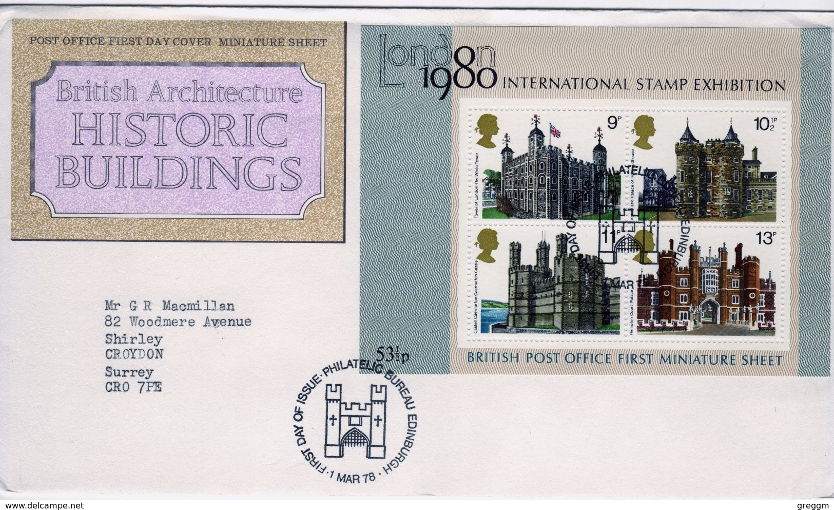 GB First Day Cover To Celebrate 1st Post Office Minaiture Sheet 1978. - 1971-1980 Decimal Issues