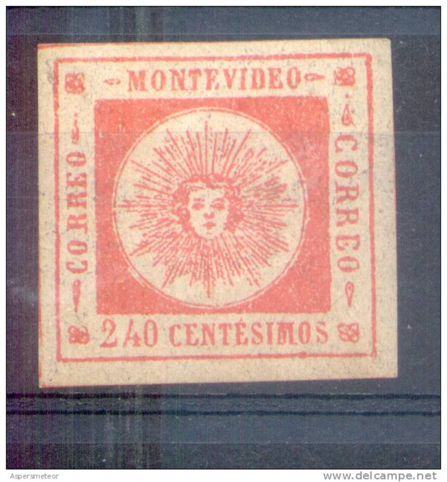 REPUBLICA ORIENTAL DEL URUGUAY AÑO 1859 YVERT NR. 12  ROUGE ROJO SOLD AS IS - Uruguay