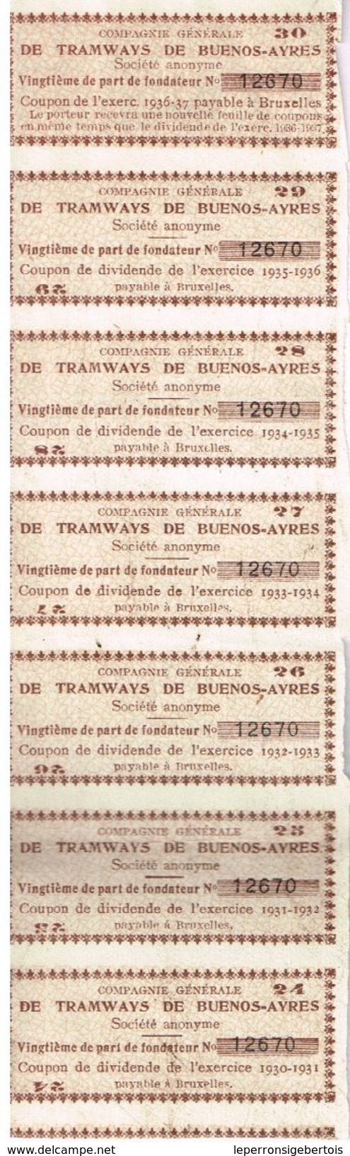 Action Ancienne - Compagnie Générale De Tramways De Buenos-Ayres - Titre De 1909 - Bahnwesen & Tramways