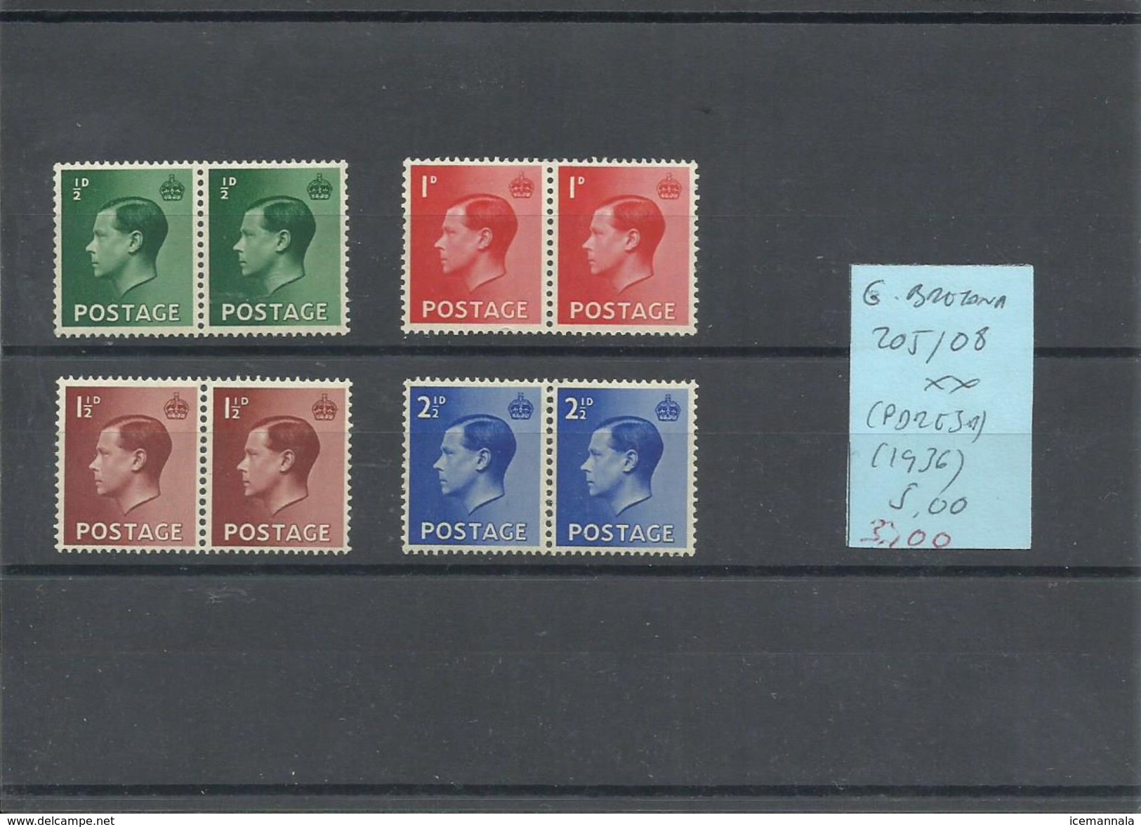 GRAN BRETAÑA YVERT 205/08  (PAREJA)   MNH  ** - Unused Stamps