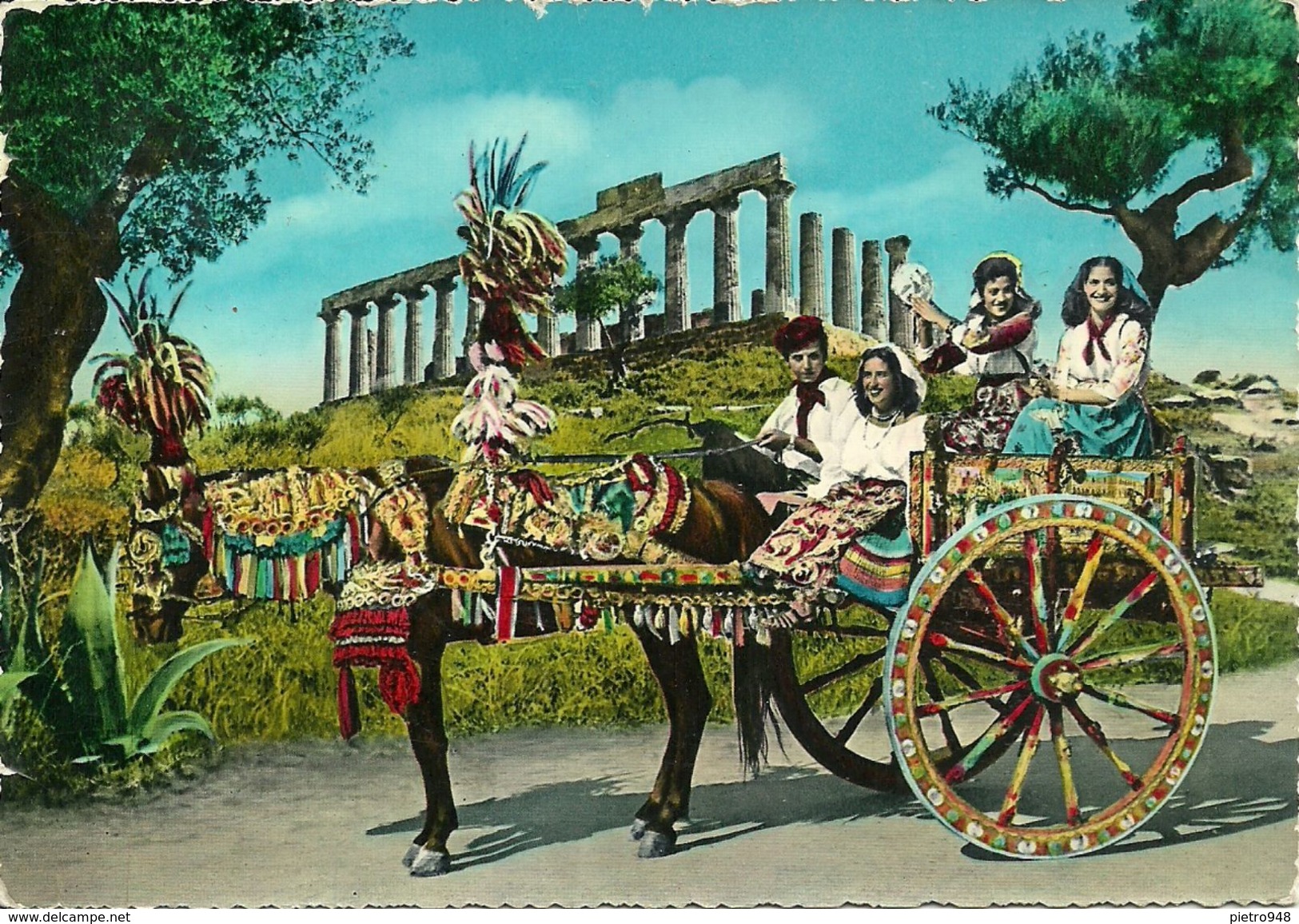 Carretto Siciliano, Charrette Sicilienne, Sicilian Cart  - Tempio Sul Fondo - Costumi