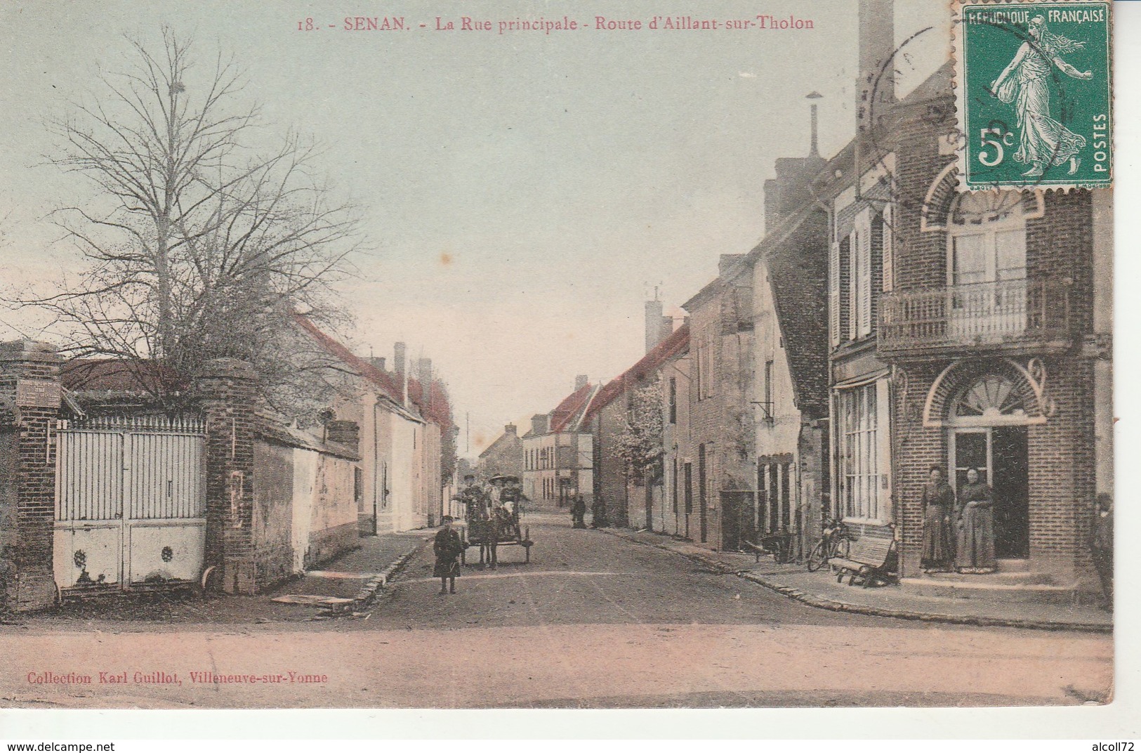 Senan-La Rue Principale-Route D'Aillant Sur Tholon.Coll.Karl Guillot. - Autres & Non Classés