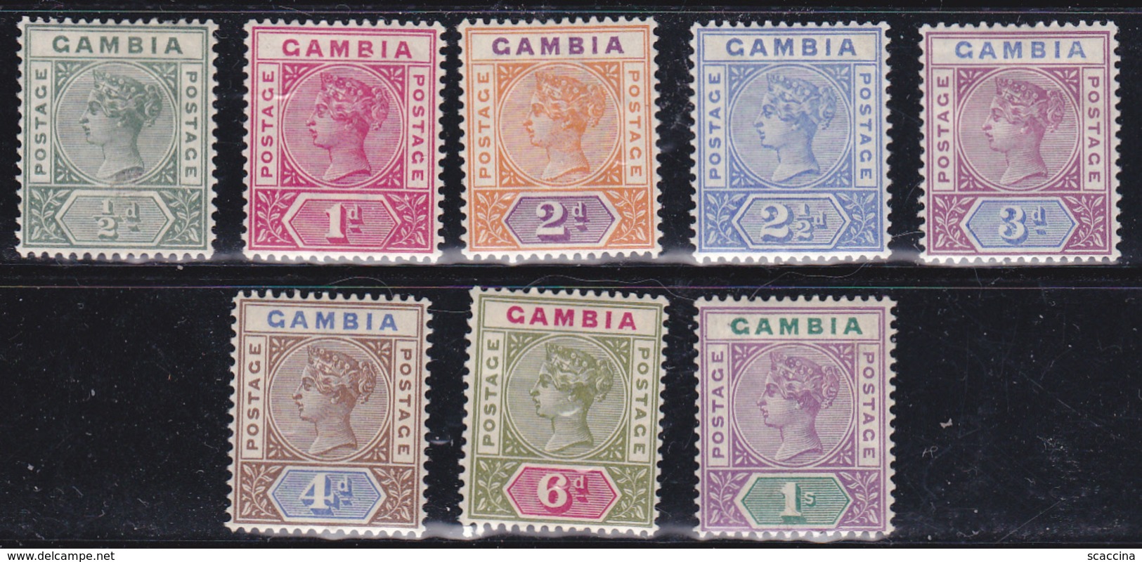 Gambia 1886-87 Regina Vittoria  Serie Cpl.Yv. 20/27  MLH * - Gambia (...-1964)