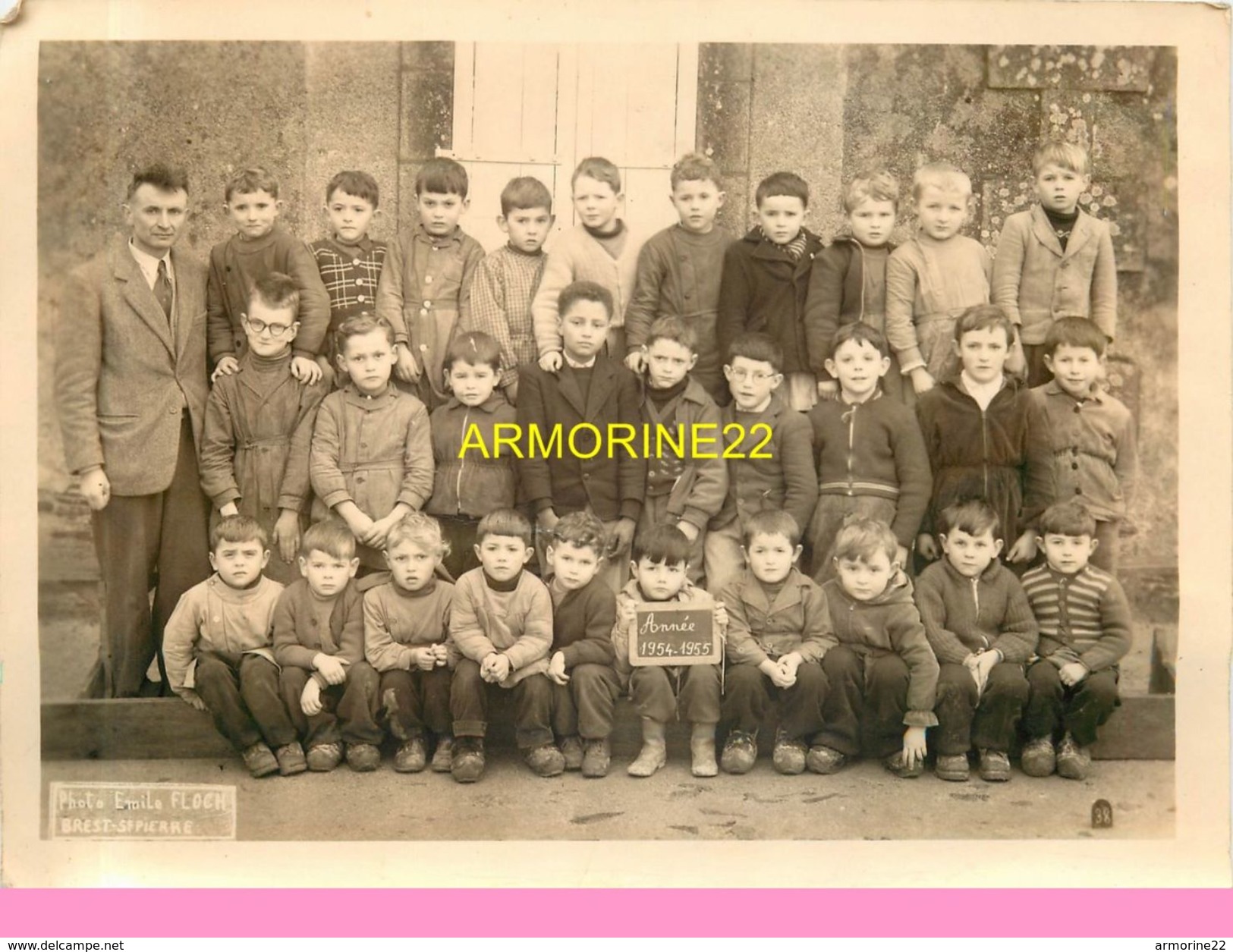 PHOTO DE CLASSE Garçon   1954:1955 LOQUEFFRET (29) - Personnes Anonymes