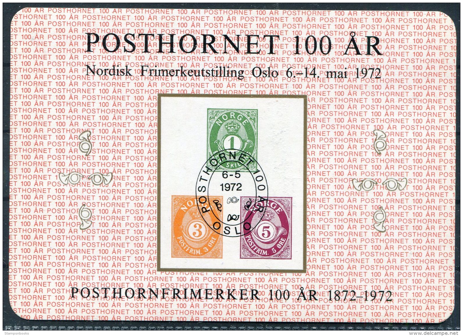 1972 Norway POSTHORNET Stamp Exhibition Souvenir Sheet. - Blocks & Sheetlets