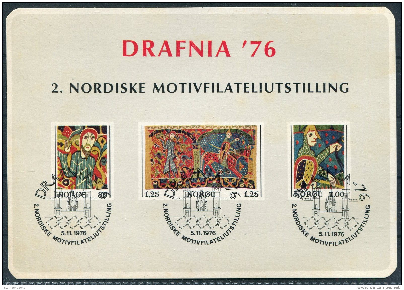 1977 Norway DRAFNIA Stamp Exhibition Souvenir Block. - Blocks & Sheetlets