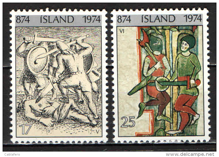 ISLANDA - 1974 - OPERE D'ARTE: SAGA DI STURLUNG E SAGA DI SVERRIR - NUOVI MNH - Nuovi