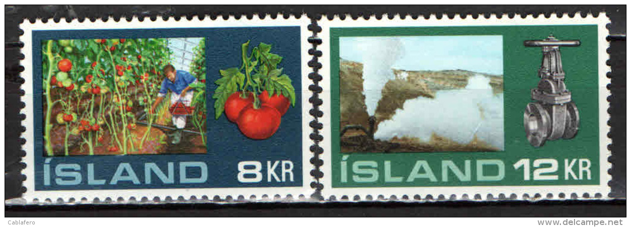 ISLANDA - 1972 - COLTIVAZIONI IN SERRA: POMODORO E RISCALDAMENTO DELLA SERRA - NUOVI MNH - Nuovi