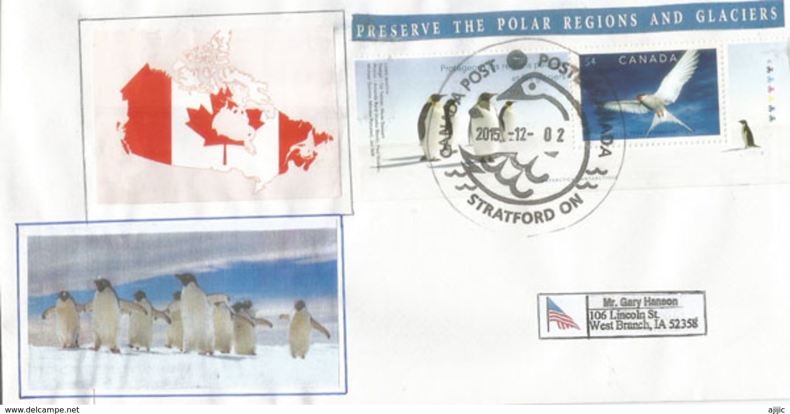 Preserve The Polar Regions And Glaciers, Letter From Ontario Canada, Sent To Iowa - Behoud Van De Poolgebieden En Gletsjers