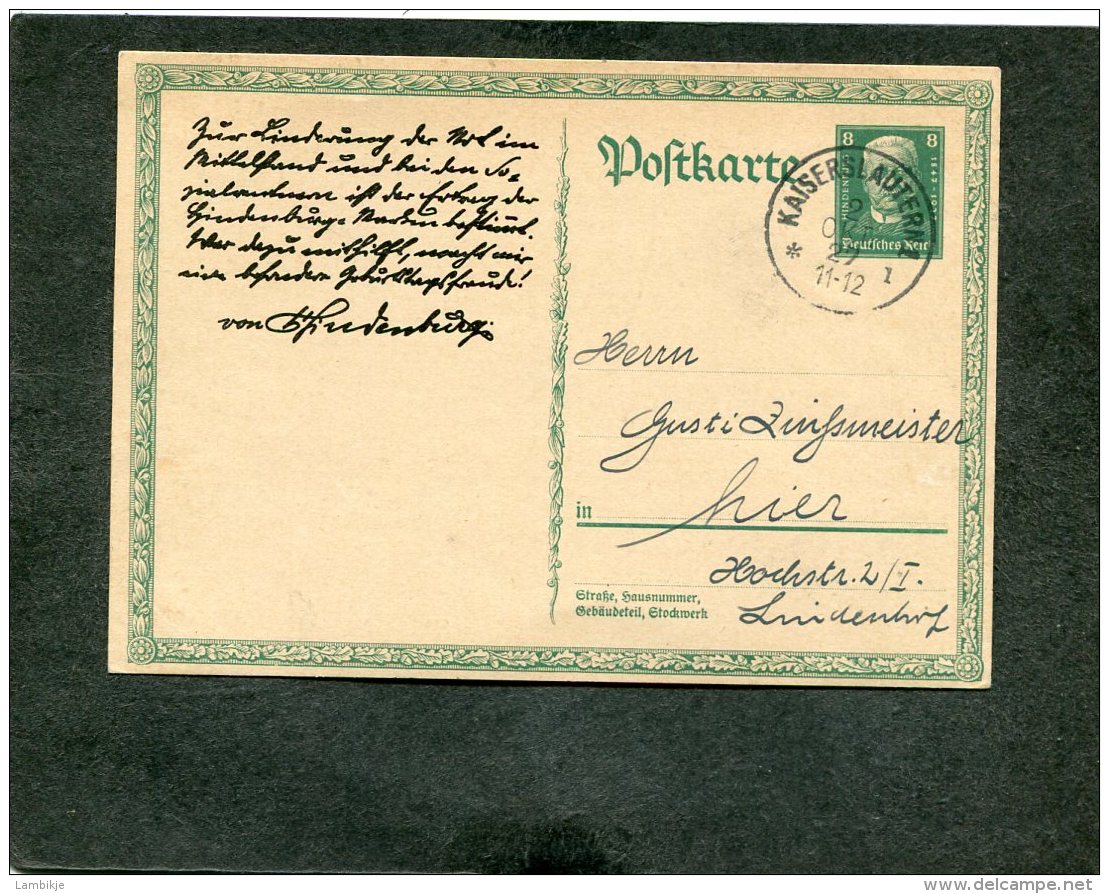 Deutsches Reich Postkarte P207B 1927 - Other & Unclassified