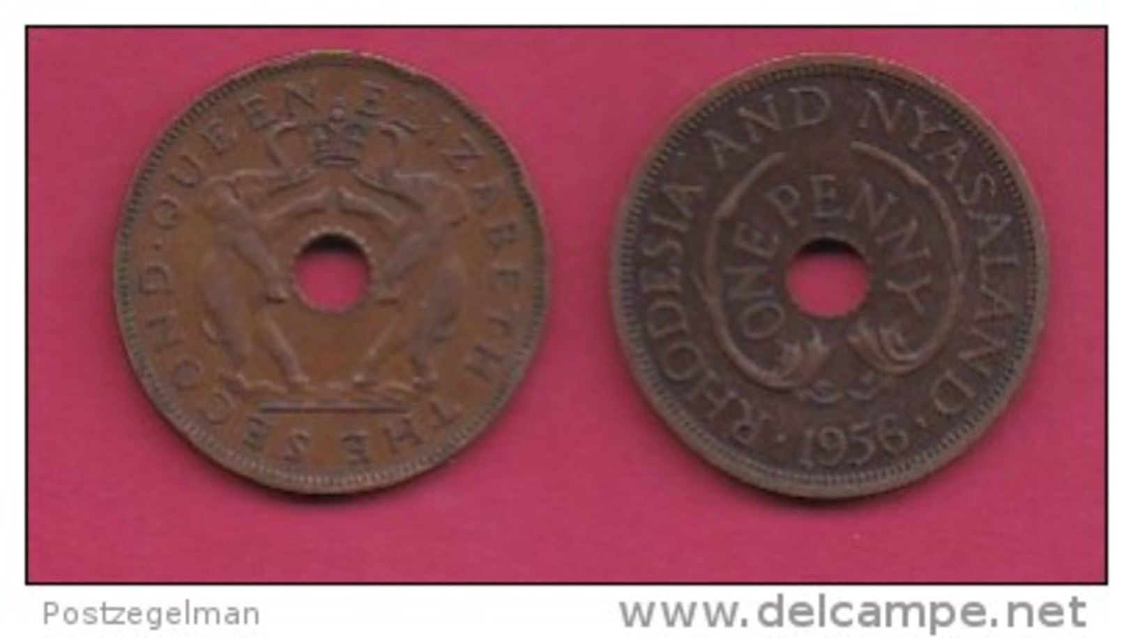 RHODESIA-NYASSALAND, 1956,  1 Penny VF, KM2,  C2866 - Colonie