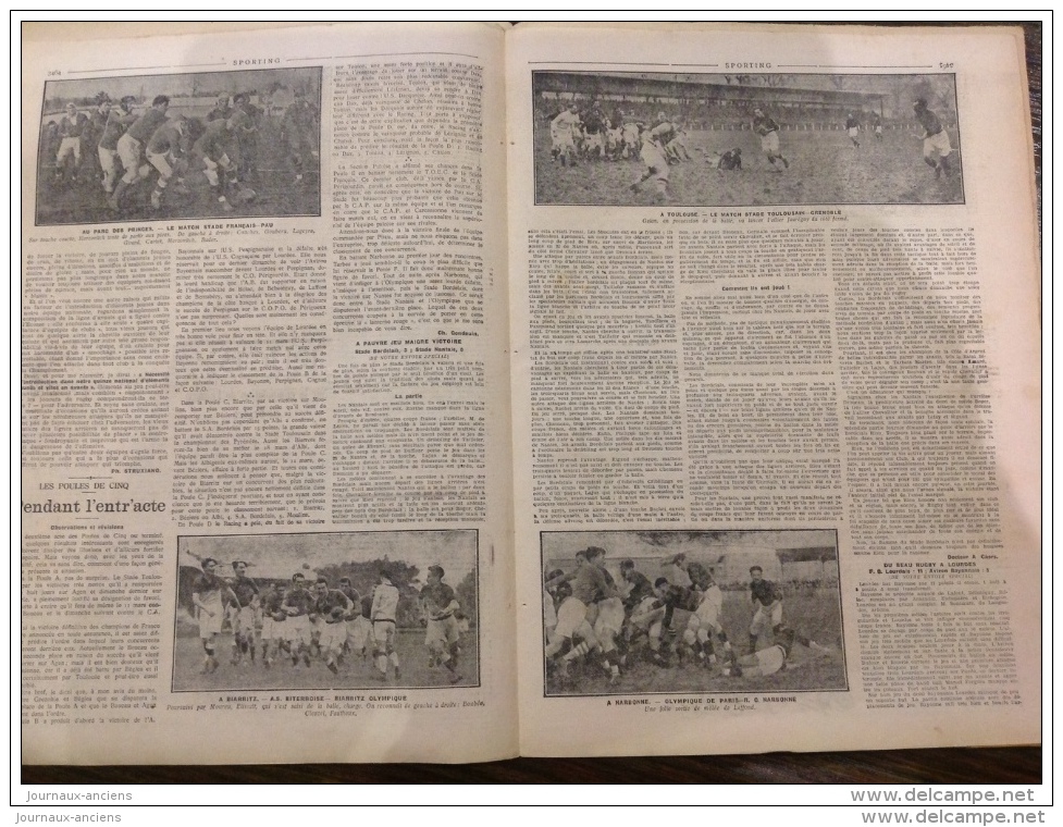 1923 RUGBY SECTION PALOISE STADE FRANÇAIS - FOOTBALL COUPE - BOXE - FRÈRES PELISSIER ET FARMAN - SPORTING