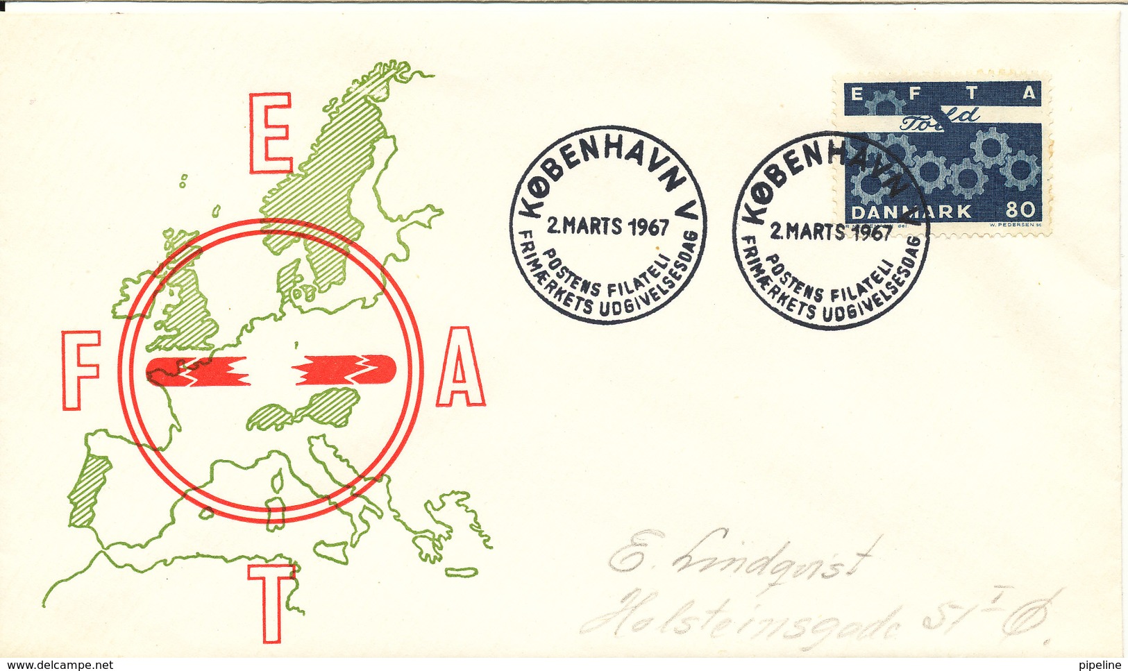 Denmark FDC 2-3-1967 EFTA With Cachet - FDC