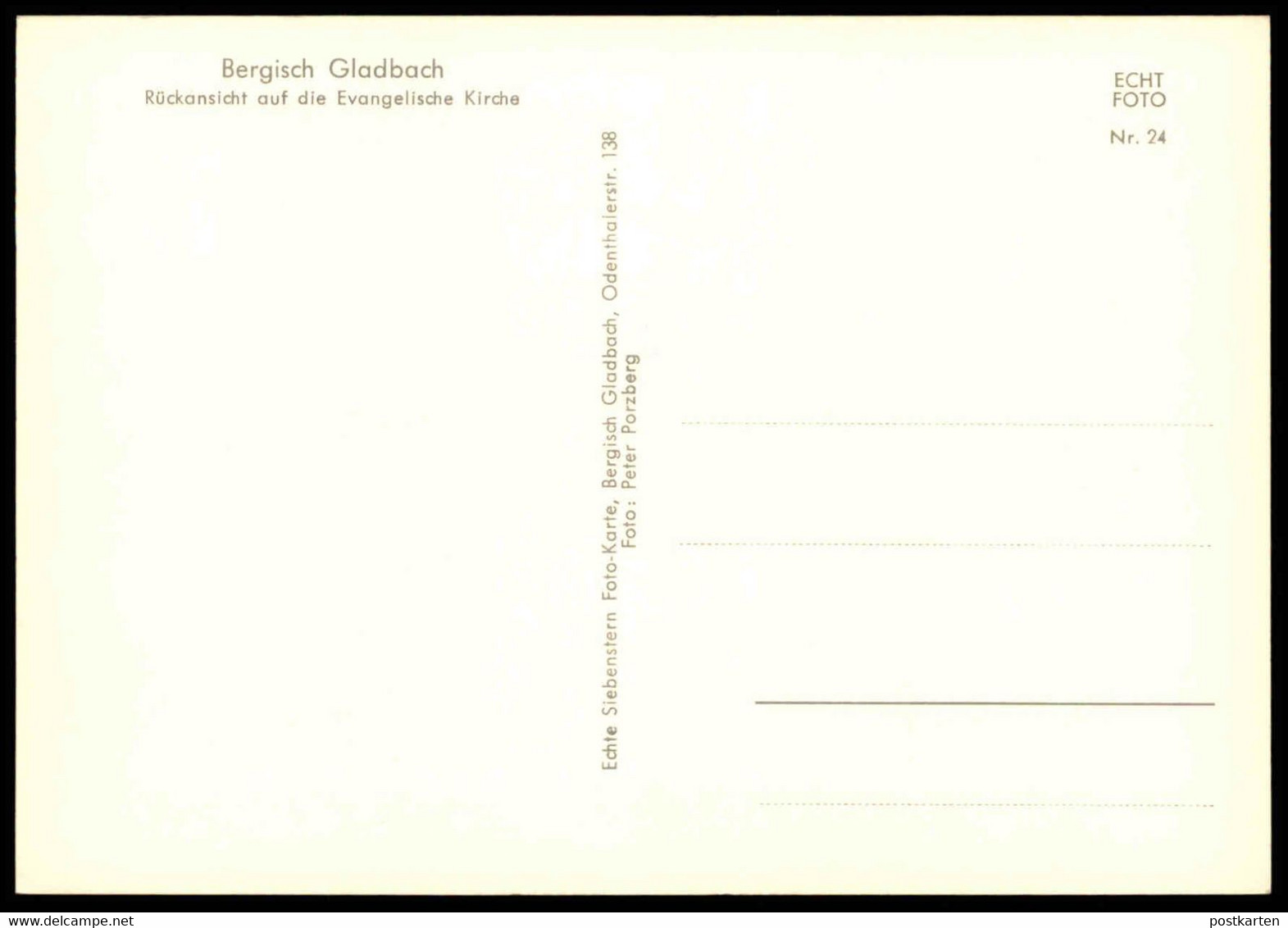 ÄLTERE POSTKARTE BERGISCH GLADBACH RÜCKANSICHT AUF DIE EVANGELISCHE KIRCHE Church église Ansichtskarte Cpa AK Postcard - Bergisch Gladbach