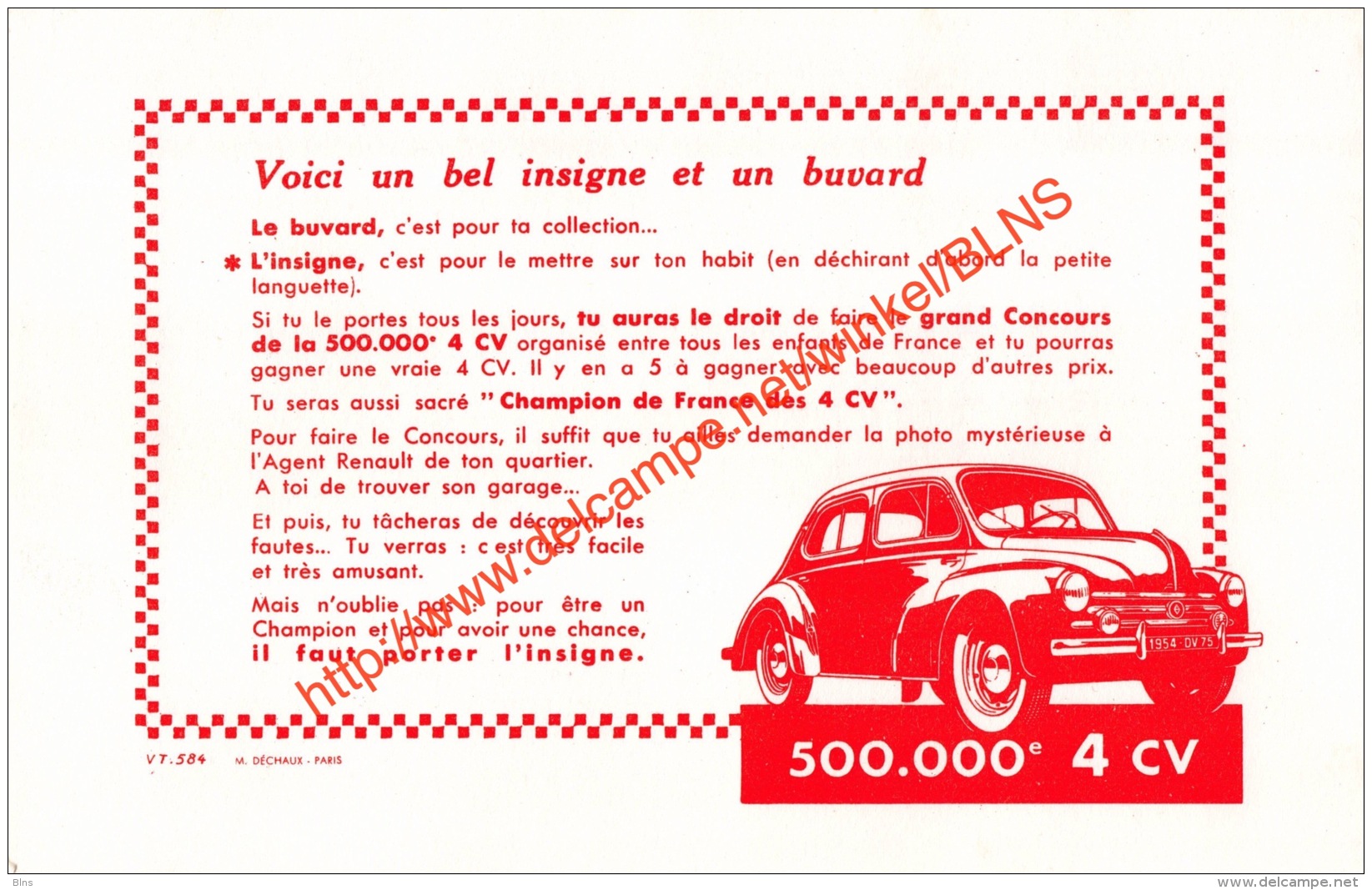 Champion De France Des 4 CV - 21x13.5cm - Auto's