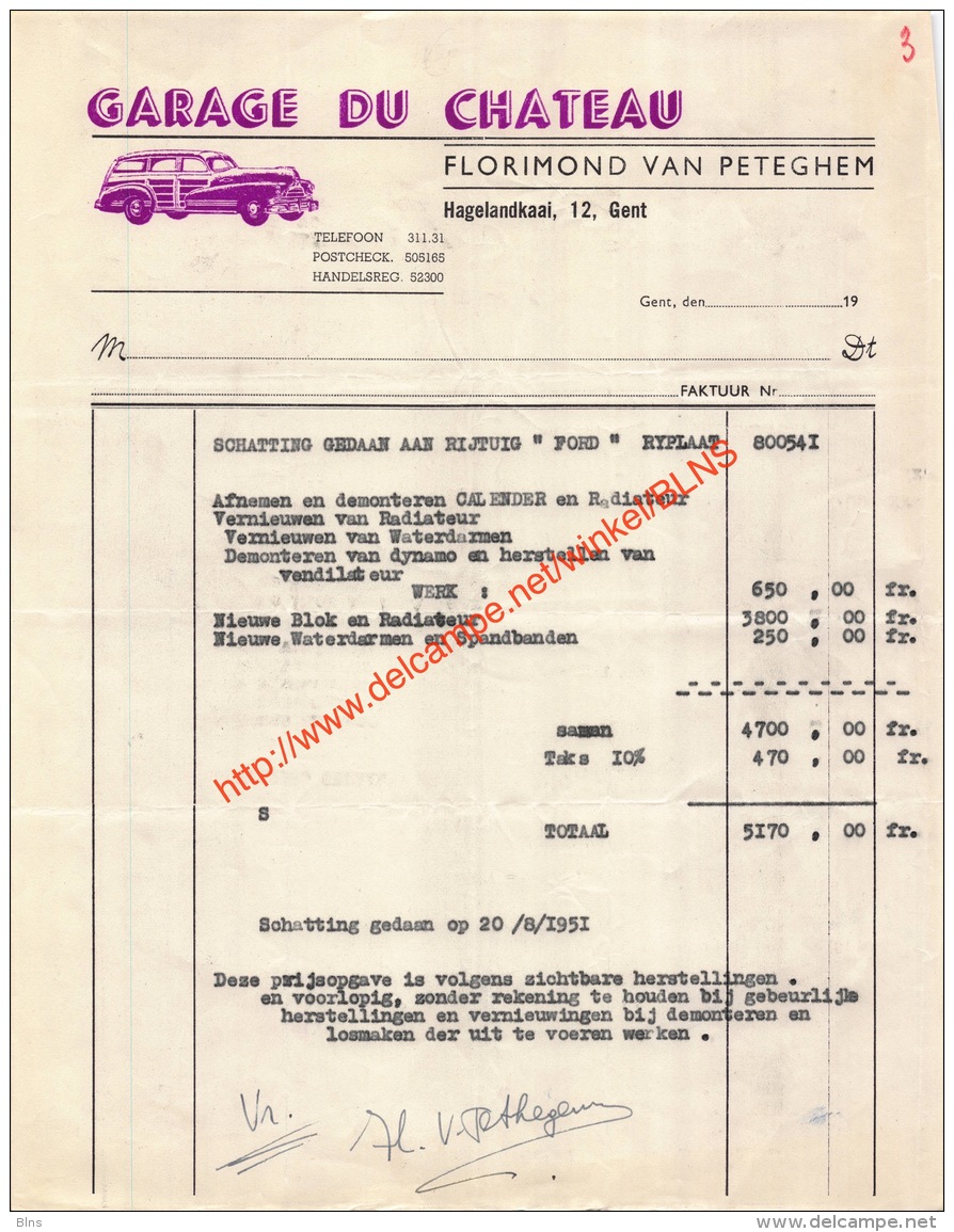 Garage Du Chatuea - Florimond Van Peteghem - Gent - 1951 - Automobile