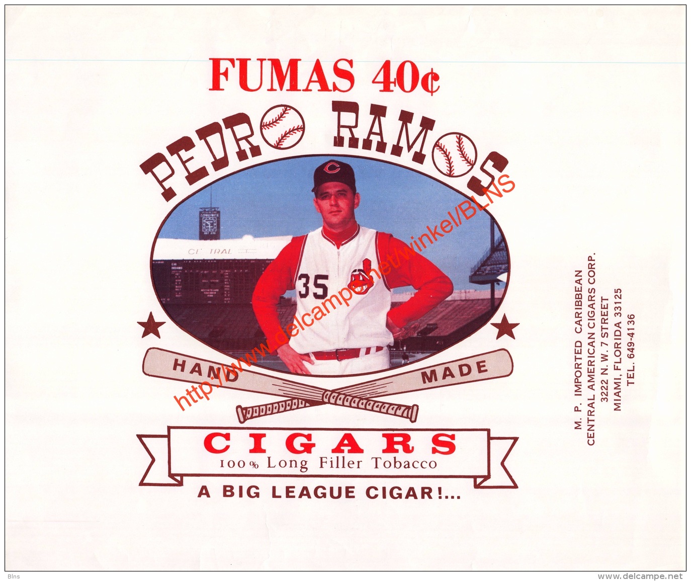 Pedro Ramos - Cigars - Imported Caribbean Central American Cigars Corp - Box Label 24x20cm - Etiquetas