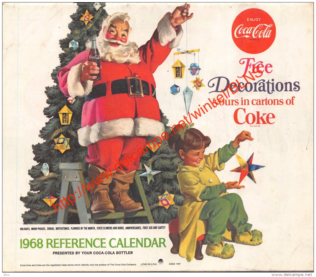 1968 Caldendar Coca-Cola - 18x15cm - 16 Pages - Kalender