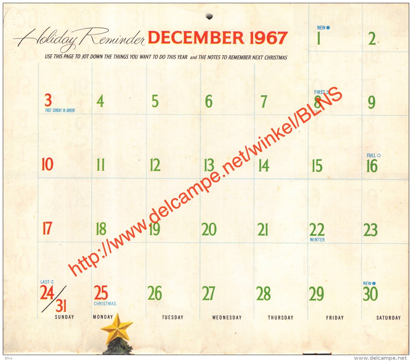 1968 Caldendar Coca-Cola - 18x15cm - 16 Pages - Kalenders