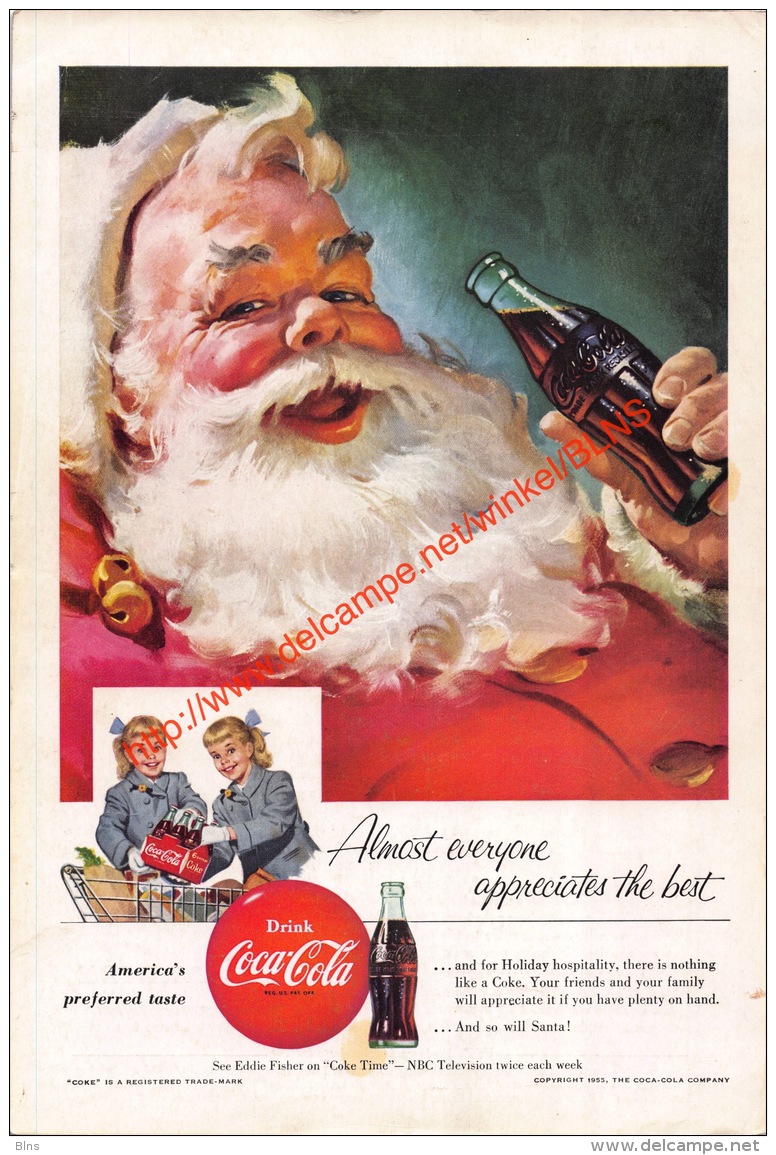 Coca-Cola 1955 Annonce-advert-advertentie - Papier Légère Cartonné 25 X 17 Cm - Afiches Publicitarios