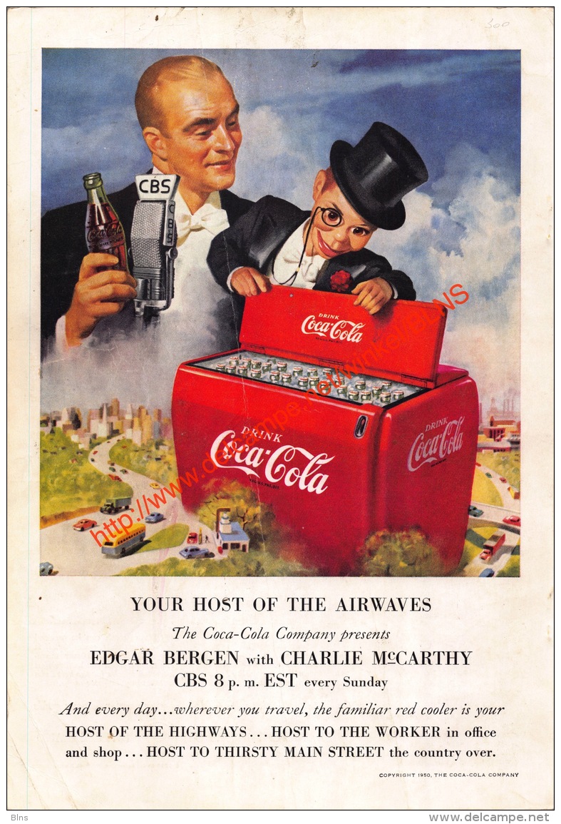 Coca-Cola 1950 Annonce-advert-advertentie - Papier Légère Cartonné 25 X 17 Cm - Reclame-affiches