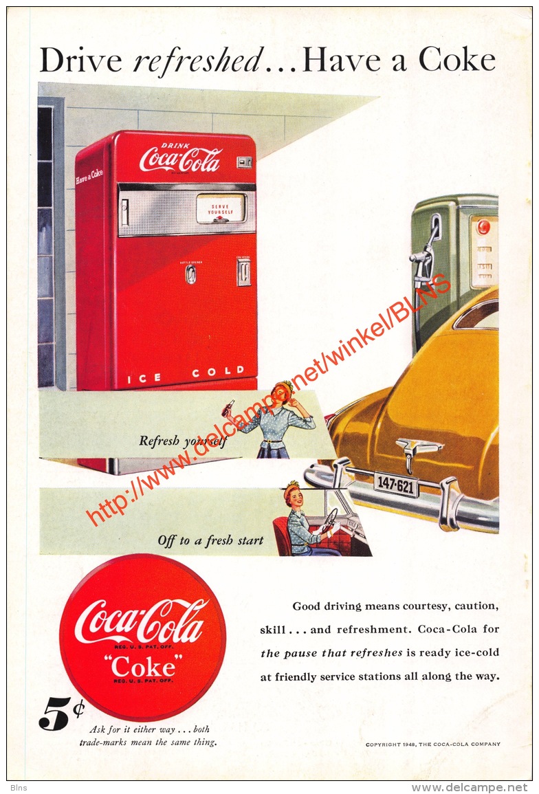 Coca-Cola 1948 Annonce-advert-advertentie - Papier Légère Cartonné 25 X 17 Cm - Affiches Publicitaires