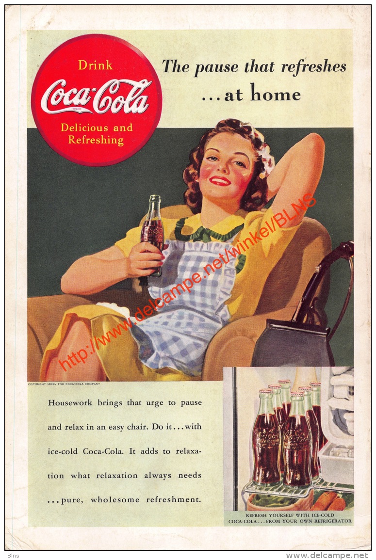 Coca-Cola 1939 Annonce-advert-advertentie - Papier Légère Cartonné 25 X 17 Cm - Affiches Publicitaires