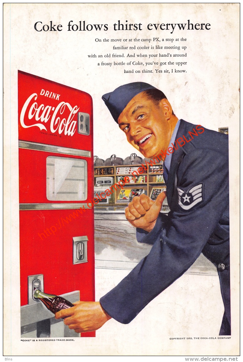 Coca-Cola 1952 Annonce-advert-advertentie - Papier Légère Cartonné 25 X 17 Cm - Affiches Publicitaires