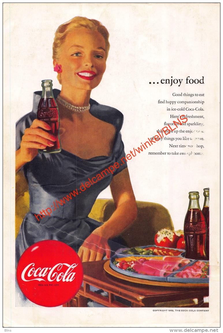 Coca-Cola 1952 Annonce-advert-advertentie - Papier Légère Cartonné 25 X 17 Cm - Manifesti Pubblicitari