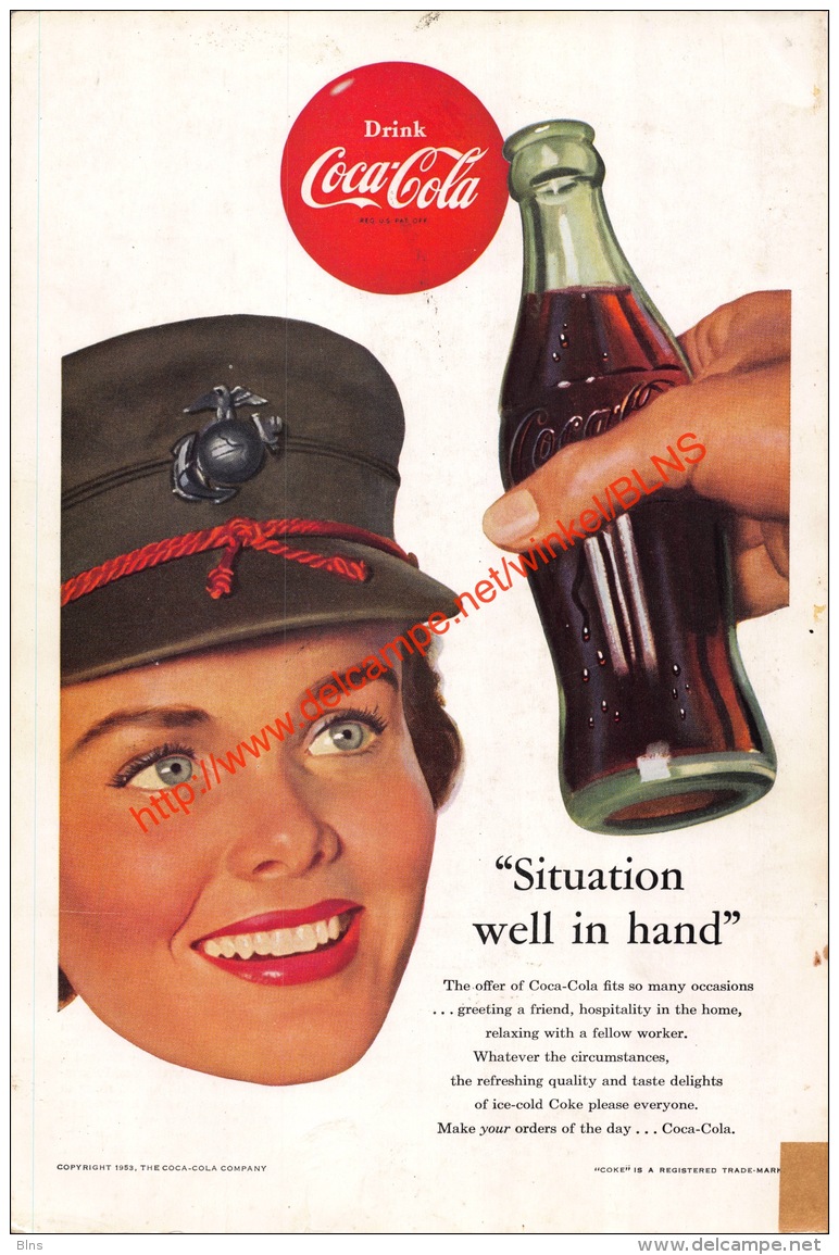 Coca-Cola 1953 Annonce-advert-advertentie - Papier Légère Cartonné 25 X 17 Cm - Advertising Posters