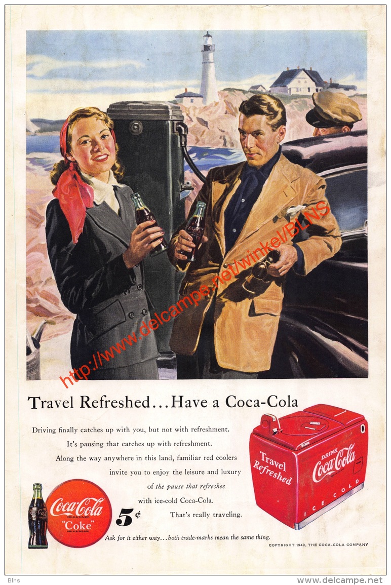 Coca-Cola 1949 Annonce-advert-advertentie - Papier Légère Cartonné 25 X 17 Cm - Reclame-affiches