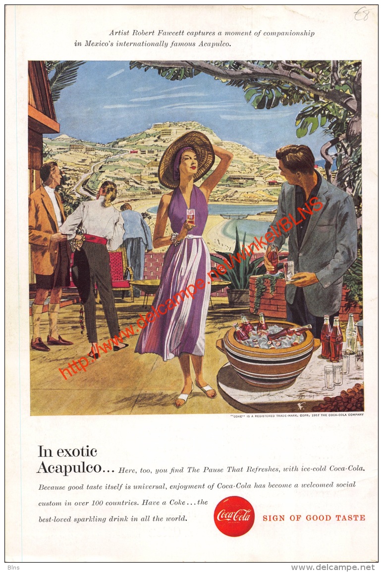 Coca-Cola 1957 Annonce-advert-advertentie - Papier Légère Cartonné 25 X 17 Cm - Poster & Plakate