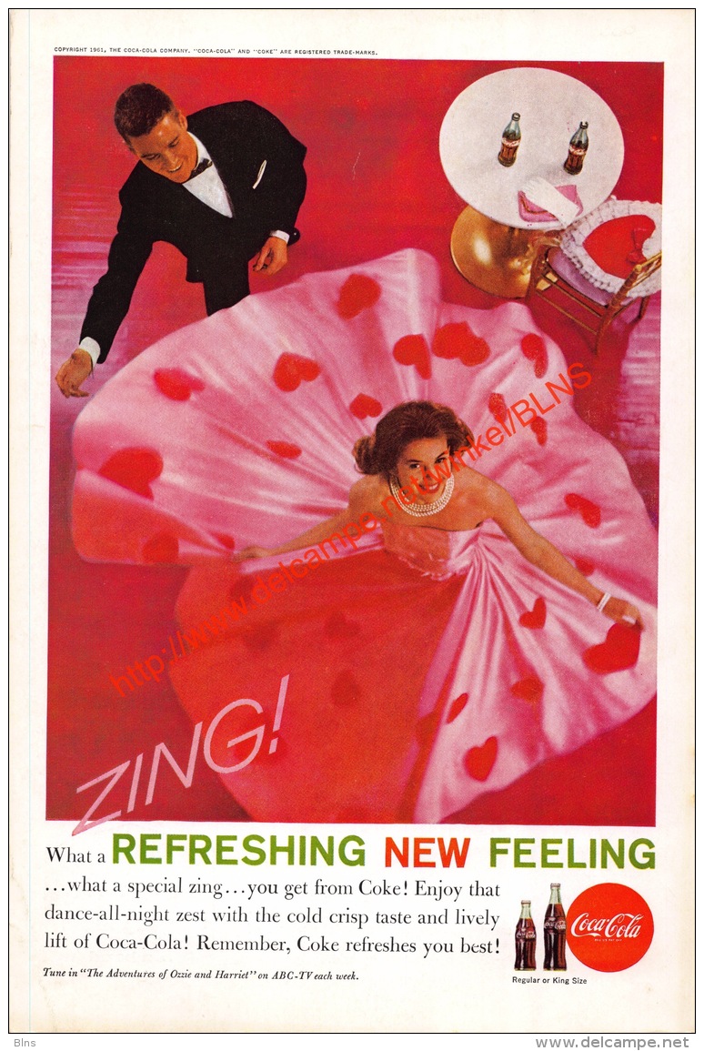 Coca-Cola 1961 Annonce-advert-advertentie - Papier Légère Cartonné 25 X 17 Cm - Poster & Plakate