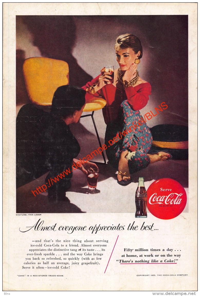 Coca-Cola 1955 Annonce-advert-advertentie - Papier Légère Cartonné 25 X 17 Cm - Advertising Posters