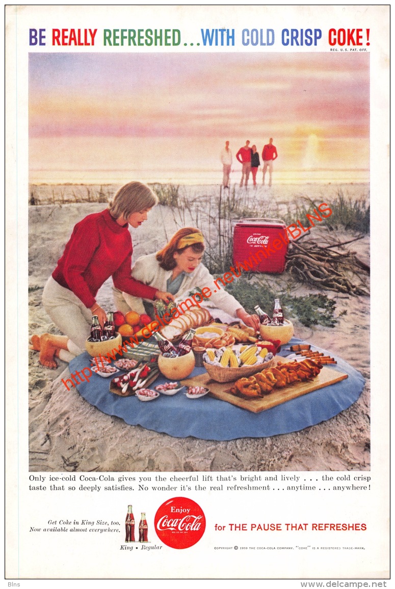Coca-Cola 1959 Annonce-advert-advertentie - Papier Légère Cartonné 25 X 17 Cm - Reclame-affiches