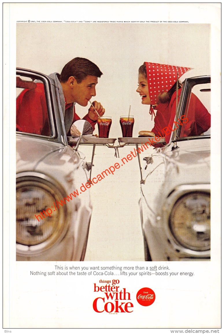 Coca-Cola 1965 Annonce-advert-advertentie - Papier Légère Cartonné 25 X 17 Cm - Afiches Publicitarios