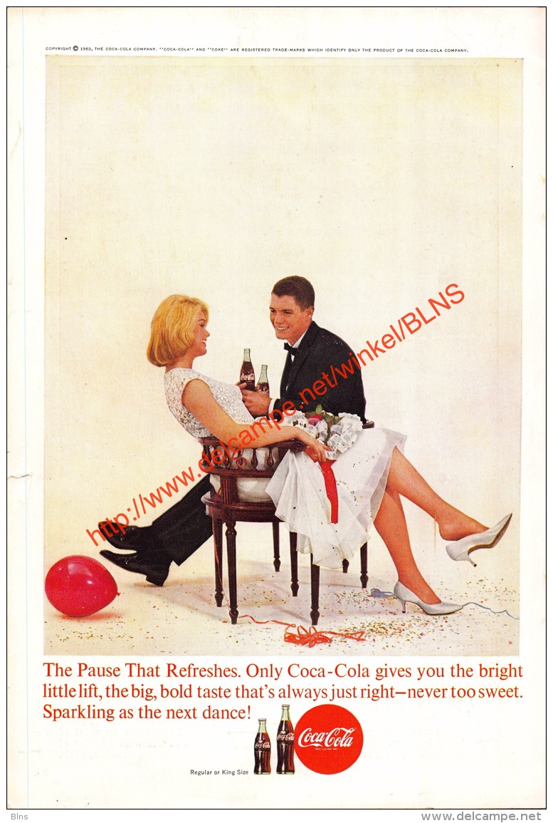 Coca-Cola 1963 Annonce-advert-advertentie - Papier Légère Cartonné 25 X 17 Cm - Afiches Publicitarios