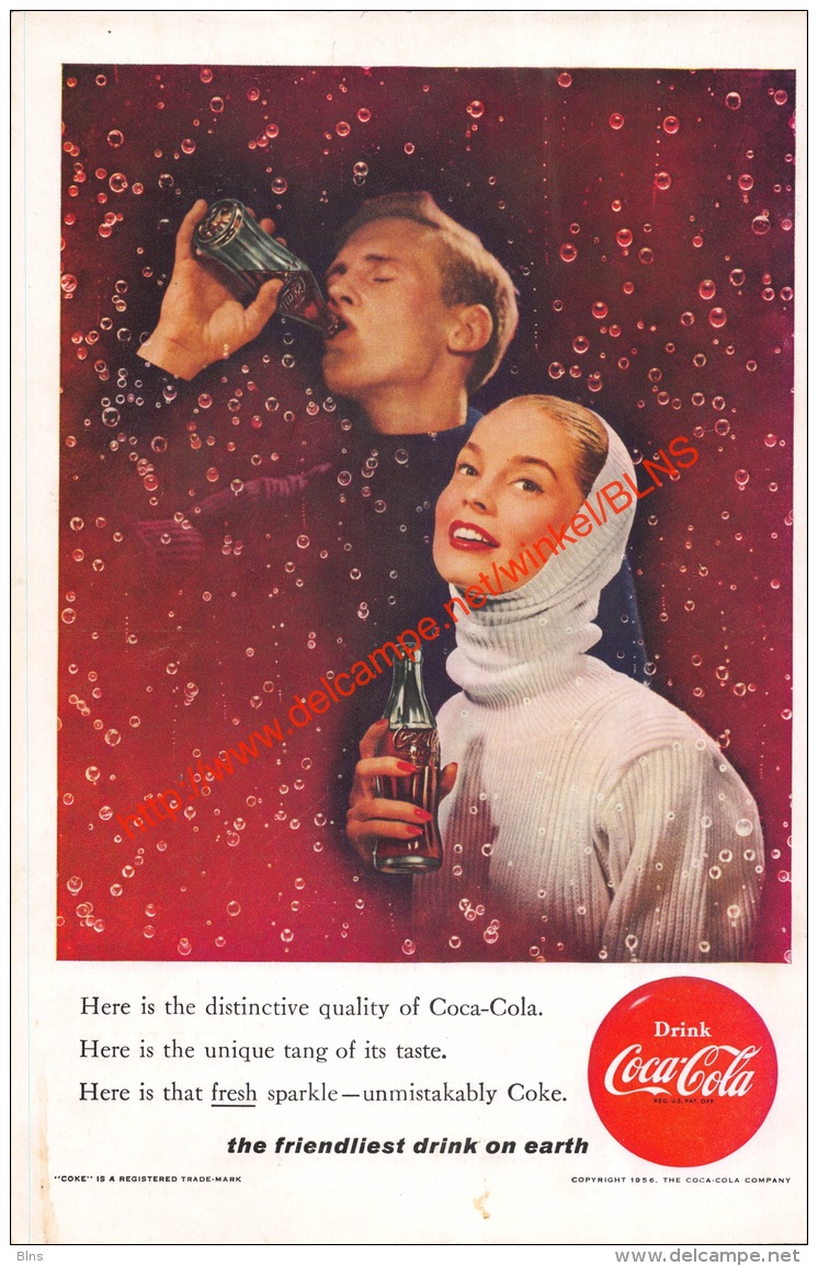 Coca-Cola 1956 Annonce-advert-advertentie - Papier Légère Cartonné 25 X 17 Cm - Manifesti Pubblicitari