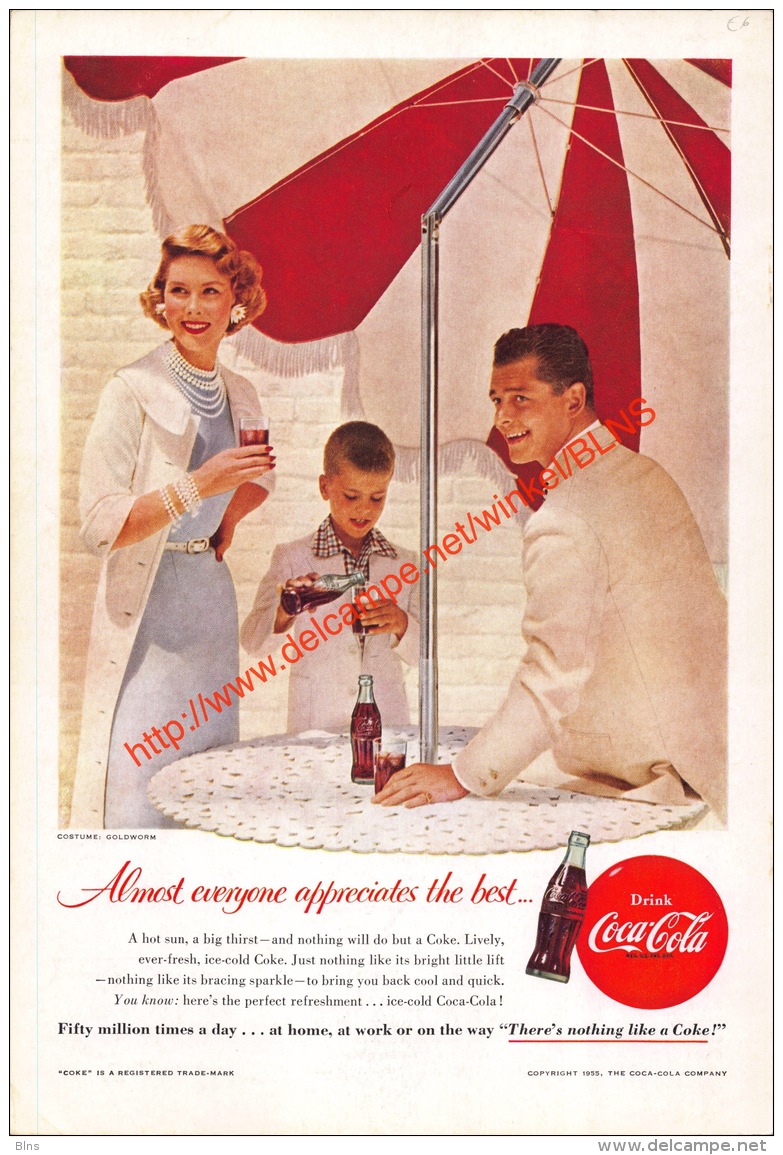 Coca-Cola 1955 Annonce-advert-advertentie - Papier Légère Cartonné 25 X 17 Cm - Poster & Plakate