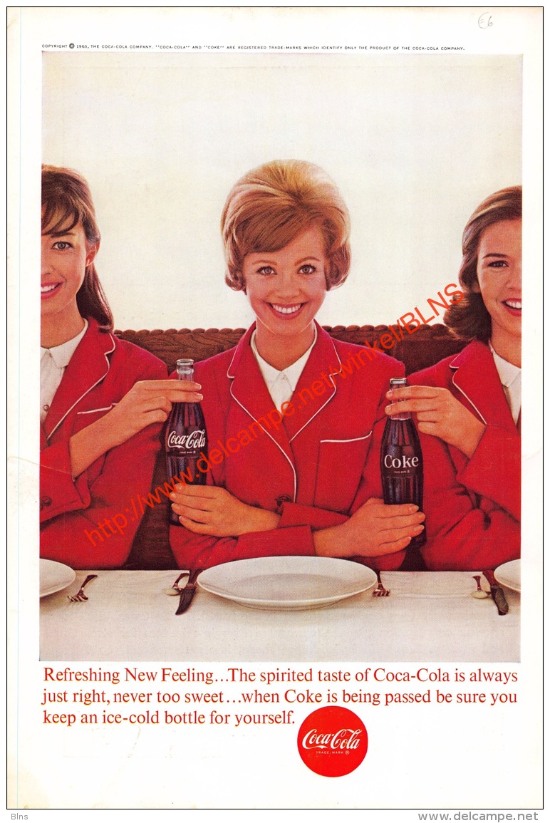 Coca-Cola 1963 Annonce-advert-advertentie - Papier Légère Cartonné 25 X 17 Cm - Reclame-affiches