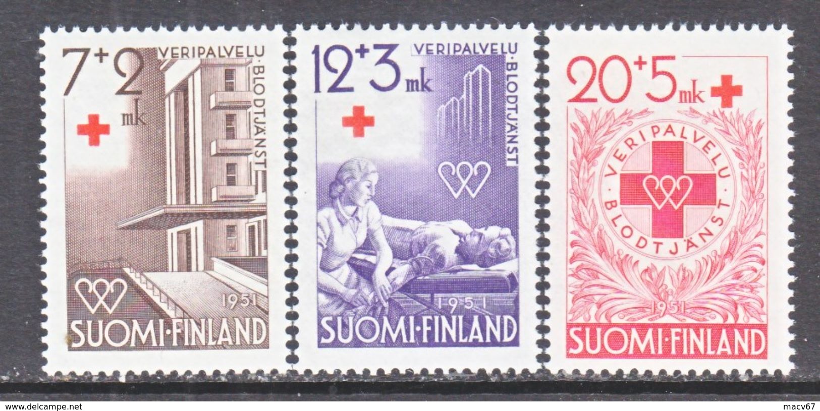 FINLAND  B 104-6    **   RED  CROSS  GIVING  BLOOD  HOSPITAL - Unused Stamps