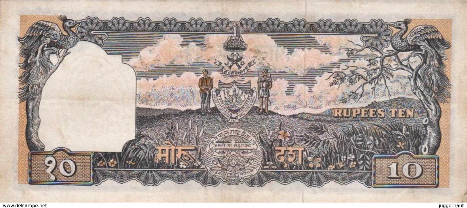 NEPAL 10 MOHRU BANKNOTE KING MAHENDRA VIKRAM 1965 PICK-10 VERY FINE VF - Nepal