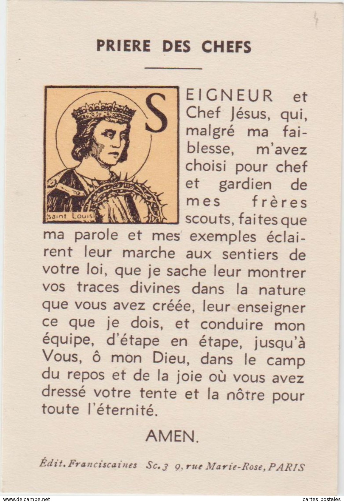 Prière Des Chefs - Scout - Scoutisme - Autres & Non Classés