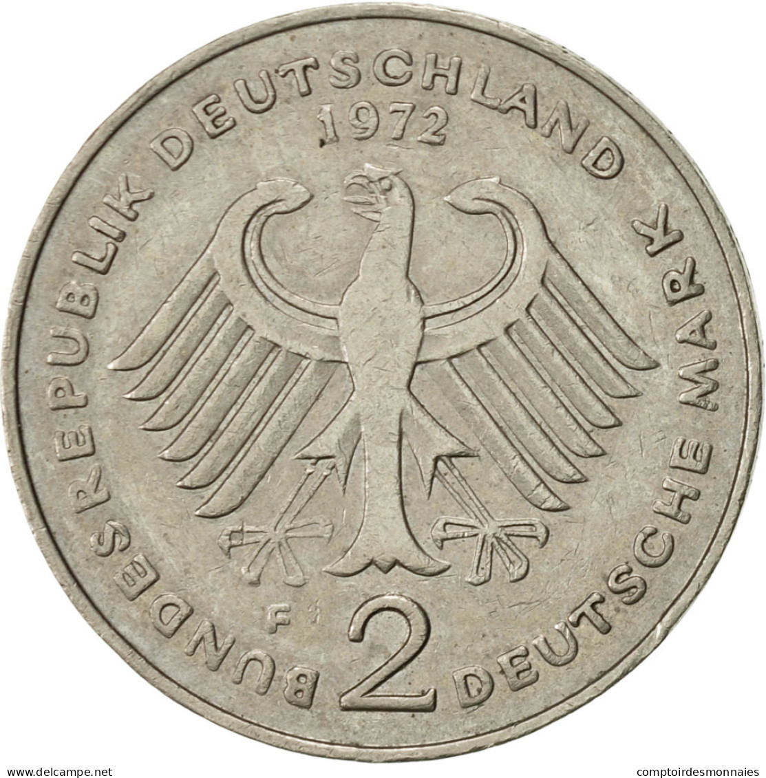 Monnaie, République Fédérale Allemande, 2 Mark, 1972, Stuttgart, TTB+ - 2 Mark