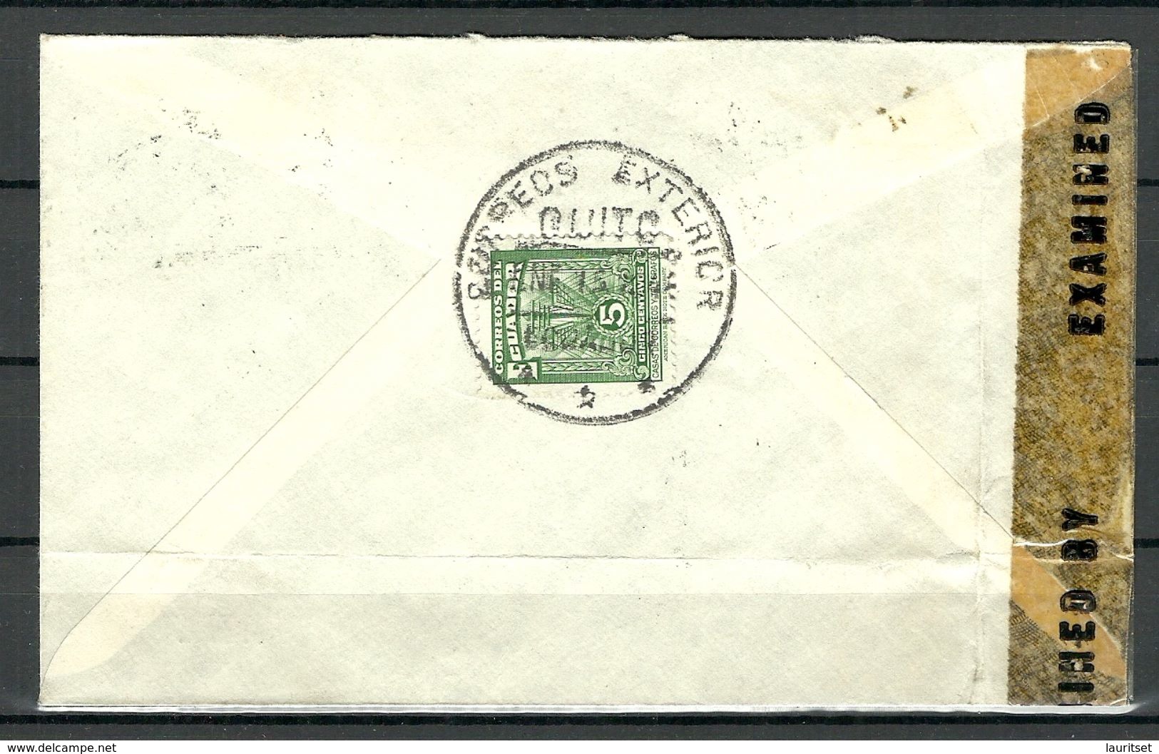 ECUADOR 1944 Censored Air Mail Cover To USA Michel 532 - 534 Air Plane Flugzeug Avion - Equateur