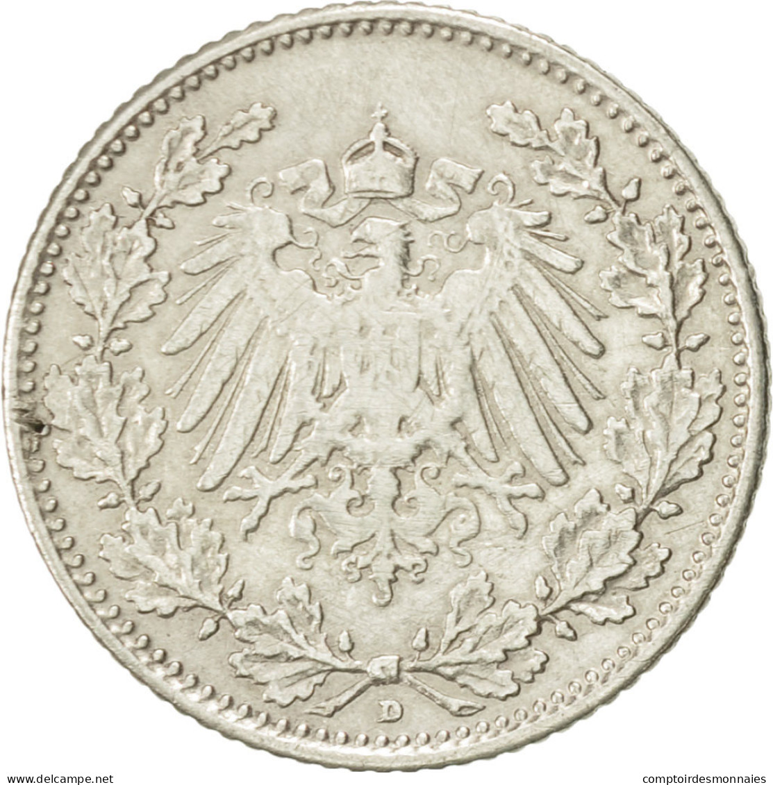 Monnaie, GERMANY - EMPIRE, 1/2 Mark, 1912, Munich, TTB+, Argent, KM:17 - 1/2 Mark