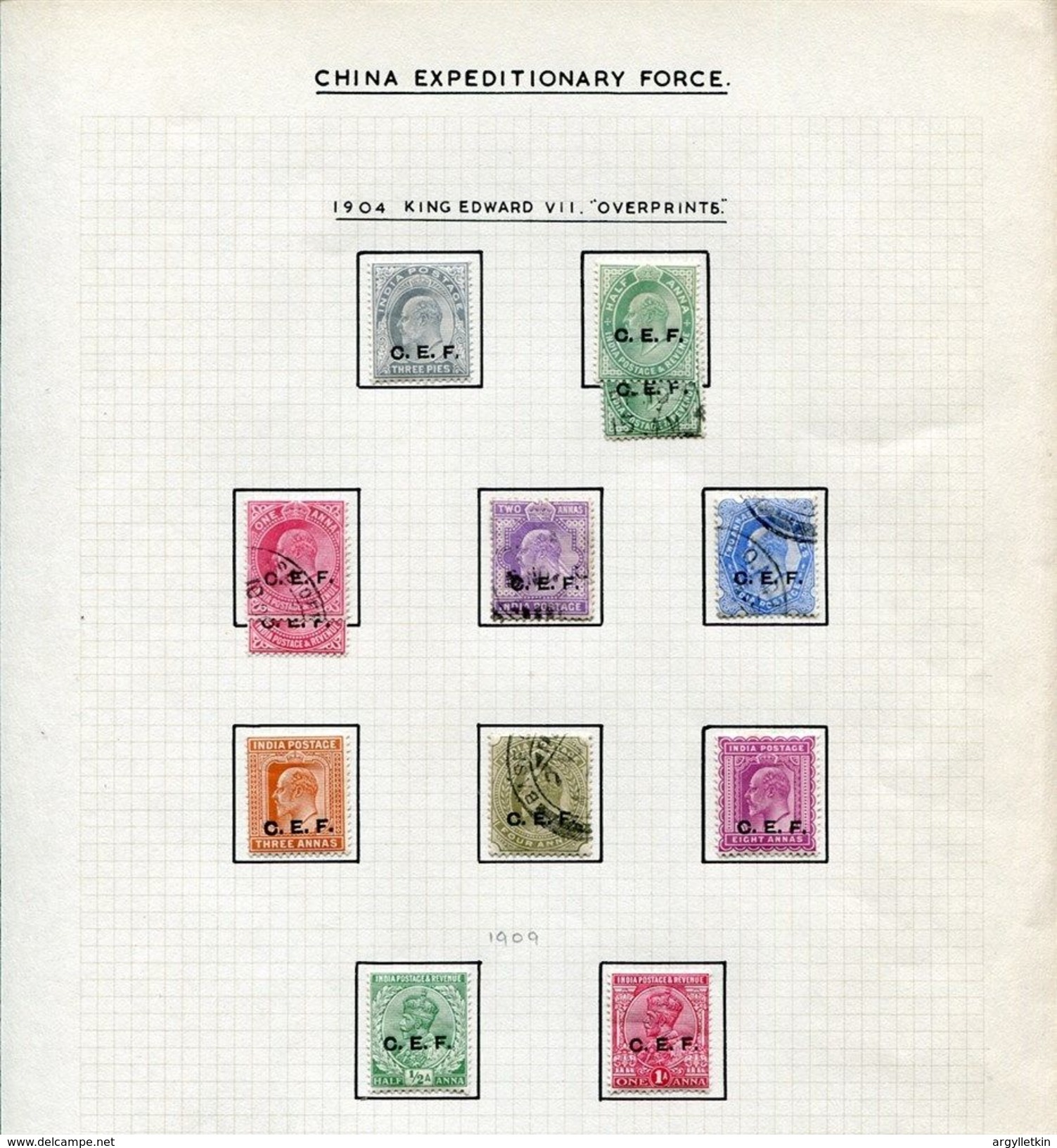 INDIA CHINA EXPEDITIONARY FORCE STAMPS EDWARD 7th GEORGE 5th - Militaire Vrijstelling Van Portkosten