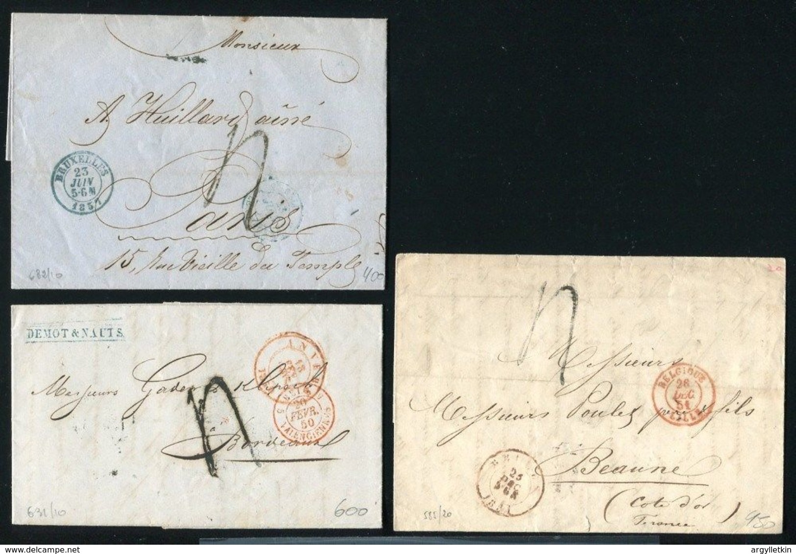 BELGIUM ENTIRE LETTERS FRANCE 1850/57 - 1830-1849 (Independent Belgium)