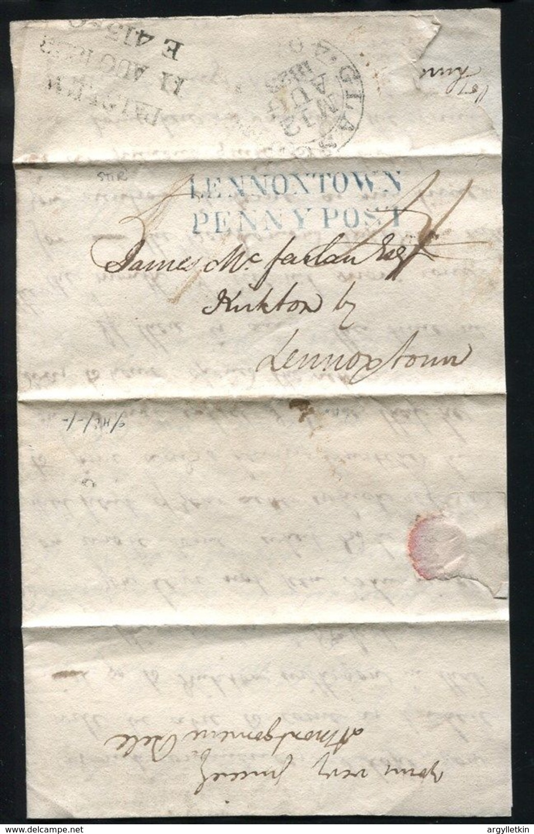 GREAT BRITAIN SCOTLAND 1828 PAISLEY LENNOXTOWN MOUNTAINEERING - ...-1840 Préphilatélie